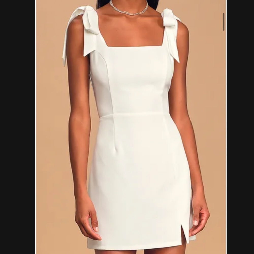 White Tie-Strap Mini Dress